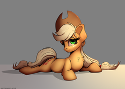 Size: 3500x2500 | Tagged: safe, artist:skitsroom, applejack, earth pony, pony, g4, applejack's hat, chest fluff, cowboy hat, cutie mark, female, freckles, hat, high res, looking at you, simple background, smiling, solo