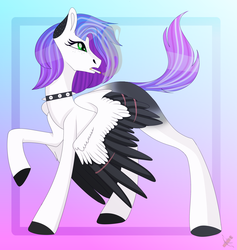 Size: 2881x3034 | Tagged: safe, artist:domina-venatricis, oc, oc only, pegasus, pony, choker, female, high res, mare, solo, spiked choker, two toned wings, wings