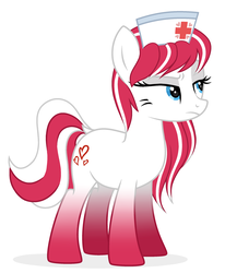 Size: 2190x2662 | Tagged: safe, artist:mint-light, artist:rioshi, artist:starshade, oc, oc only, oc:cherry pop, earth pony, pony, coat markings, female, frown, high res, lidded eyes, mare, raised eyebrow, simple background, socks (coat markings), solo, unamused, white background