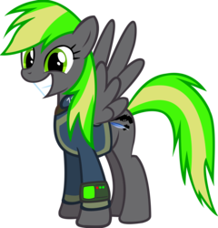 Size: 3866x4031 | Tagged: safe, artist:x-blackpearl-x, oc, oc only, oc:destiny dazzle (dee), pegasus, pony, fallout equestria, fallout equestria: the rejected ones, happy, pipbuck