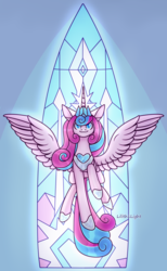 Size: 1150x1864 | Tagged: safe, artist:lilith1light, princess flurry heart, alicorn, pony, g4, the last problem, crystal castle, female, hoof shoes, mare, older, older flurry heart, solo, spread wings, stained glass, wings