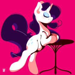 Size: 2654x2653 | Tagged: safe, artist:tohupo, rarity, pony, unicorn, g4, digital art, eyes closed, female, high res, limited palette, lineless, mare, simple background, solo