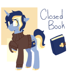 Size: 3500x3500 | Tagged: safe, anonymous artist, oc, oc only, oc:closed book, pony, unicorn, 4chan, clothes, drawthread, high res, male, reference sheet, simple background, solo, stallion, sweater, transparent background