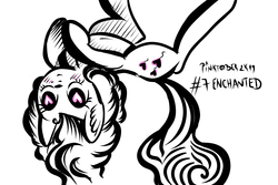 Size: 6000x4000 | Tagged: safe, artist:coco-drillo, pinkie pie, earth pony, pony, g4, black and white, enchanted, female, flying, grayscale, heart eyes, in love, inktober, inktober 2019, levitation, love, magic, monochrome, pinktober, ponk, solo, telekinesis, wingding eyes
