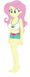 Size: 1700x4382 | Tagged: safe, artist:ah96, edit, editor:ah96, fluttershy, equestria girls, g4, legend of everfree, barefoot, belly button, big breasts, breast edit, breasts, busty fluttershy, camp everfree outfits, cleavage, cropped, feet, female, legs, midriff, ms paint, simple background, solo, white background