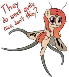 Size: 3374x3791 | Tagged: safe, artist:czu, oc, oc only, unnamed oc, bug pony, insect, moth, mothpony, original species, coremata, high res, i can't believe it's not badumsquish, male, not a penis, pheromone glands