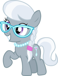 Size: 1067x1391 | Tagged: safe, artist:sketchmcreations, edit, editor:slayerbvc, vector edit, silver spoon, earth pony, pony, g4, cropped, female, filly, glasses, grin, jewelry, necklace, raised hoof, simple background, smiling, solo, transparent background, vector