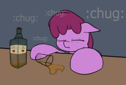Size: 981x662 | Tagged: safe, artist:whiskeypanda, derpibooru exclusive, berry punch, berryshine, earth pony, pony, g4, alcohol, drunk, eyes closed, female, mare, mlp anniversary, passing out, solo