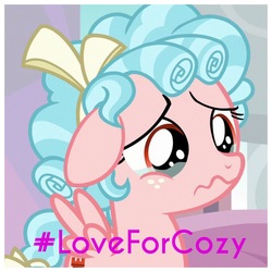 Size: 1936x1936 | Tagged: safe, edit, edited screencap, screencap, cozy glow, pegasus, pony, g4, marks for effort, season 8, cozybetes, cozylove, cropped, crying, cute, female, filly, foal, hashtag, love, sad, solo, sympathy, sympathy for the devil, teary eyes, wavy mouth