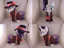 Size: 1597x1199 | Tagged: safe, artist:little-broy-peep, rarity, pony, unicorn, g4, clothes, detective rarity, female, irl, mare, photo, plushie, solo