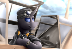 Size: 1920x1296 | Tagged: safe, artist:richmay, oc, oc only, oc:liebich-anxys marfys, changeling, equestria at war mod, army, cap, changeling oc, cigarette, clothes, hat, military, military uniform, pilot, smoking, solo