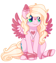 Size: 1048x1179 | Tagged: safe, artist:shady-bush, oc, oc only, oc:hanalea, pegasus, pony, female, mare, simple background, sitting, solo, transparent background, two toned wings, white outline, wings