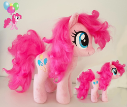Size: 2920x2452 | Tagged: safe, artist:epicrainbowcrafts, pinkie pie, earth pony, pony, g4, alternate hairstyle, cute, diapinkes, fluffy, high res, irl, photo, plushie, solo