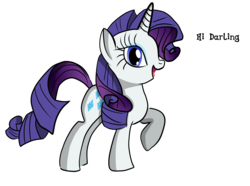 Size: 2910x2160 | Tagged: safe, artist:damlanil, rarity, pony, unicorn, g4, darling, dialogue, high res, makeup, raised hoof, solo