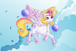 Size: 1280x854 | Tagged: safe, artist:shadowstar, surprise, pony, g1, adoraprise, alternate hair color, balloon, cute, female, g1 to g5, obtrusive watermark, solo, watermark