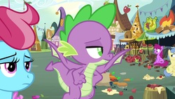 Size: 1920x1080 | Tagged: safe, screencap, berry punch, berryshine, cup cake, goldengrape, sir colton vines iii, spike, dragon, pony, g4, the big mac question, winged spike, wings