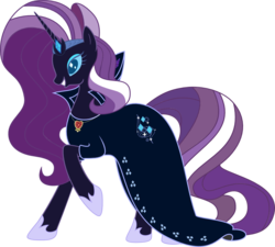 Size: 1000x900 | Tagged: safe, artist:bigmk, artist:kuma993, idw, nightmare rarity, pony, unicorn, g4, clothes, dress, female, idw showified, mare, queen, simple background, solo, transparent background
