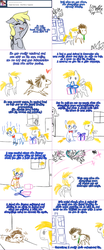 Size: 1562x3760 | Tagged: safe, artist:jitterbugjive, derpy hooves, doctor whooves, perfect pace, queen chrysalis, time turner, changeling, earth pony, pegasus, pony, ask the master, lovestruck derpy, a canterlot wedding, g4, clothes, crayon, doctor who, female, male, mare, present, stallion, sweater, tardis, the doctor, the master