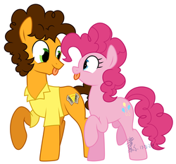 Size: 1536x1428 | Tagged: safe, artist:yaco, edit, cheese sandwich, pinkie pie, pony, g4, cropped, female, male, ship:cheesepie, shipping, straight
