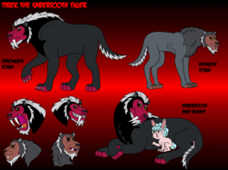 Size: 4976x3720 | Tagged: safe, artist:eddybite87, cozy glow, lord tirek, big cat, rabbit, saber-toothed cat, saber-toothed tiger, g4, absurd resolution, angry, animal, bunnified, expressions, fangs, female, gradient background, male, smiling, species swap