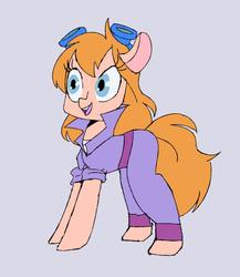 Size: 795x916 | Tagged: safe, artist:ivyredmond, earth pony, pony, chip and dale rescue rangers, clothes, female, gadget hackwrench, goggles, mare, ponified, rescue ranger, simple background, solo