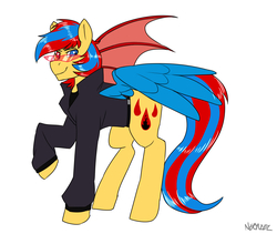 Size: 4691x3965 | Tagged: safe, artist:neoncel, oc, oc only, oc:starflame blood, pegasus, pony, 80s, solo