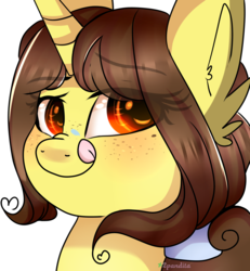 Size: 3500x3783 | Tagged: safe, artist:2pandita, oc, oc only, pony, unicorn, bust, female, high res, mare, portrait, simple background, solo, tongue out, white background