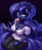 Size: 1500x1774 | Tagged: safe, artist:lightly-san, princess luna, alicorn, anthro, g4, bra strap, breasts, bubblegum, busty princess luna, cellphone, cleavage, clothes, cute, digital art, ear fluff, female, food, gum, looking at you, lunabetes, mare, night, pants, phone, ripped pants, shirt, solo