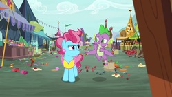 Size: 1920x1080 | Tagged: safe, screencap, cup cake, spike, dragon, pony, g4, the big mac question, winged spike, wings