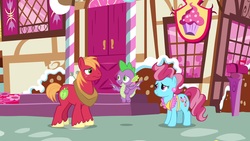 Size: 1920x1080 | Tagged: safe, screencap, big macintosh, cup cake, spike, dragon, pony, g4, the big mac question, winged spike, wings