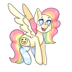 Size: 2000x2000 | Tagged: safe, artist:savibear, oc, oc only, oc:cheery candy, pegasus, pony, blushing, clothes, cloud, female, flying, freckles, high res, mare, multicolored hair, open mouth, rainbow hair, simple background, socks, solo, transparent background, wingding eyes