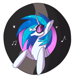 Size: 939x966 | Tagged: safe, artist:electrixraven, dj pon-3, vinyl scratch, pony, g4, female, heart, music notes, open mouth, record, simple background, solo, transparent background