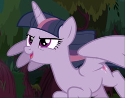 Size: 1203x939 | Tagged: safe, screencap, mean twilight sparkle, pony, g4, the mean 6, cropped, female, flying, open mouth, smiling, solo, spread wings, wings