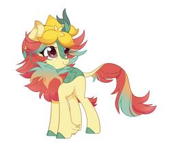 Size: 4034x3437 | Tagged: safe, artist:xcolorblisssketchx, oc, oc only, gossifleur, kirin, pony, adoptable, female, high res, mare, pokemon sword and shield, pokémon, ponified, simple background, smiling, solo, white background