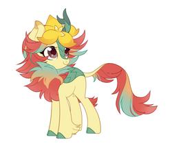 Size: 4034x3437 | Tagged: safe, alternate version, artist:xcolorblisssketchx, oc, oc only, gossifleur, kirin, pony, adoptable, colored, female, flat colors, high res, mare, pokemon sword and shield, pokémon, ponified, simple background, smiling, solo, white background