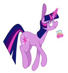 Size: 2008x2167 | Tagged: safe, artist:glowfangs, twilight sparkle, pony, unicorn, mentally advanced series, g4, alcohol, drink, female, glass, high res, magic, simple background, solo, transparent background