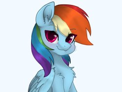 Size: 2048x1536 | Tagged: safe, artist:siripim111, rainbow dash, pegasus, pony, g4, bust, chest fluff, cute, dashabetes, ear fluff, female, looking at you, shoulder fluff, simple background, solo, white background, wing fluff