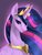 Size: 1536x2048 | Tagged: safe, artist:siripim111, twilight sparkle, alicorn, pony, g4, my little pony: friendship is magic, the last problem, bedroom eyes, bust, crown, ethereal mane, jewelry, looking at you, older, older twilight, older twilight sparkle (alicorn), princess twilight 2.0, purple background, regalia, simple background, starry mane, twilight sparkle (alicorn)