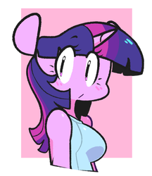 Size: 619x717 | Tagged: safe, artist:sourspot, twilight sparkle, anthro, g4, breasts, bust, busty twilight sparkle, cute, female, looking at you, no nose, simple background, solo, twiabetes