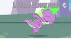 Size: 500x281 | Tagged: safe, edit, edited screencap, editor:undeadponysoldier, screencap, spike, twilight sparkle, dragon, pony, unicorn, g4, the crystal empire, animated, ballet, ballet dancing, canterlot, caption, dancing, female, gif, hub logo, i wasn't prepared for this, image macro, jumping, majestic as fuck, male, mare, silly, text, unicorn twilight