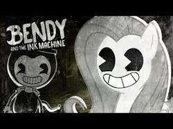 Size: 259x194 | Tagged: safe, artist:vannamelon, fluttershy, pegasus, pony, g4, bendy, bendy and the ink machine, black and white, cute, face swap, female, fluttershy plays, grayscale, male, mare, monochrome, shyabetes, smiling, thumbnail, vannamelon