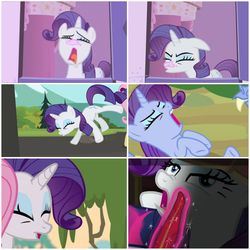 Size: 2896x2896 | Tagged: safe, edit, screencap, rarity, pony, unicorn, castle mane-ia, g4, gauntlet of fire, may the best pet win, three's a crowd, blue flu, collage, female, gasp, high res, powder (substance), pre sneeze, quill, sneezing, solo focus