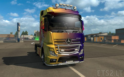Size: 1440x900 | Tagged: source needed, useless source url, safe, sunset shimmer, equestria girls, g4, euro truck simulator 2, game screencap, mercedes-benz, mercedes-benz actros, truck, video game