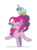 Size: 1280x1707 | Tagged: safe, artist:flutterluv, pinkie pie, oc, oc:fausticorn, alicorn, earth pony, pony, g4, ;p, blue eyes, cupcake, cute, diapinkes, extended trot pose, featured image, female, food, looking at you, mare, one eye closed, pink mane, simple background, smiling, solo, standing, standing on two hooves, tongue out, transparent background, wink, winking at you