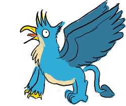 Size: 650x549 | Tagged: safe, artist:horsesplease, gallus, g4, behaving like a rooster, birb, crowing, derp, gallus the rooster, majestic as fuck, male, solo, stupid