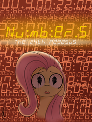 Size: 1200x1600 | Tagged: safe, artist:hopefulsparks, fluttershy, pegasus, pony, fanfic:numbers, g4, abstract background, fanart, fanfic, fanfic art, fanfic cover, female, frazzled, mare, numbers, story in the source