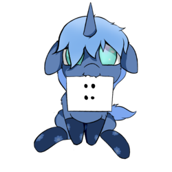 Size: 3500x3500 | Tagged: safe, artist:rainyvisualz, oc, oc only, oc:double colon, pony, unicorn, :3, clothes, floppy ears, high res, looking at you, looking up, looking up at you, mouth hold, no pupils, no source available, note, sign, simple background, sitting, socks, solo, transparent background, ych result