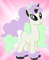 Size: 1280x1570 | Tagged: safe, artist:mofetafrombrooklyn, galarian ponyta, pony, ponyta, unicorn, pink background, pokemon sword and shield, pokémon, ponified, simple background, solo