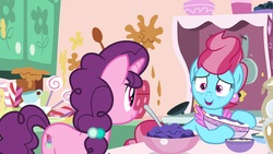 Size: 1920x1080 | Tagged: safe, screencap, cup cake, sugar belle, earth pony, pony, unicorn, g4, the big mac question, batter, duo, female, food, mare