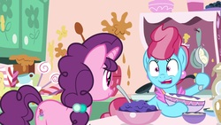 Size: 1920x1080 | Tagged: safe, screencap, cup cake, sugar belle, earth pony, pony, g4, the big mac question, batter, bowl, faic, food